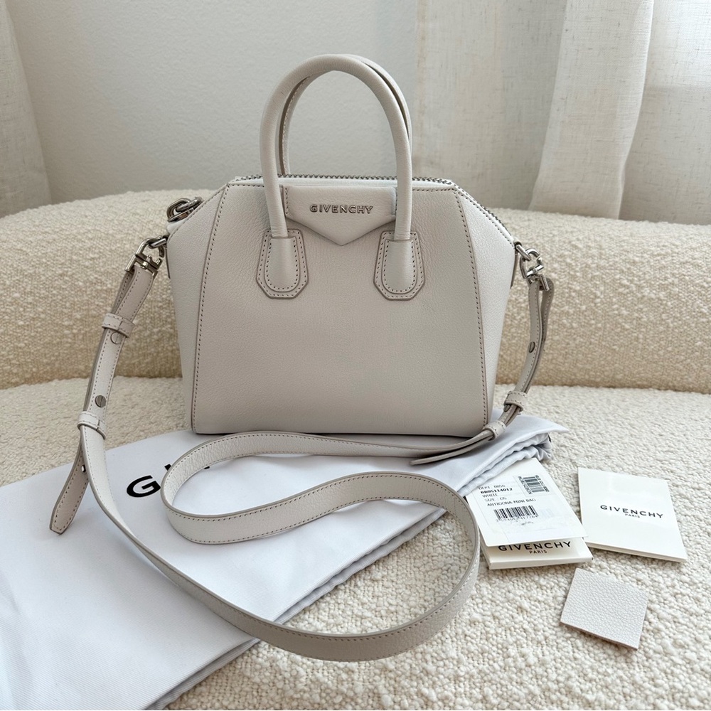 Givenchy Mini Antigona Sugar Leather Satchel Handbag Crossbody Purse | White - Picture 2 of 16